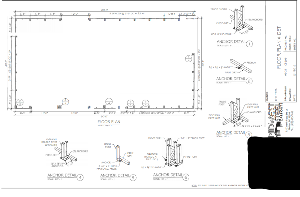 Engineer plans for large steel building foundation requirements