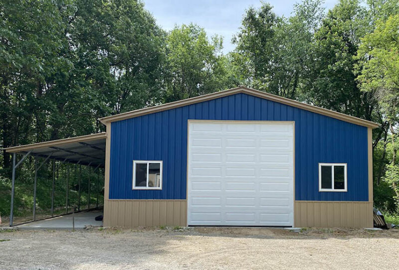 30x40x11.6 Steel Garage with Lean-to in Mount Vernon, IN